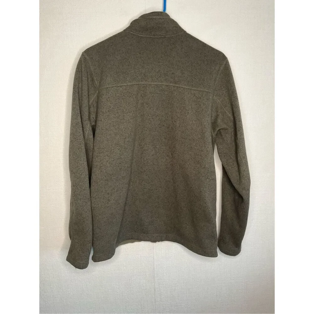 The North Face Knit Jacket mens M ZipUp Sherpa Lined Fleece Khaki Green‎ Sweater